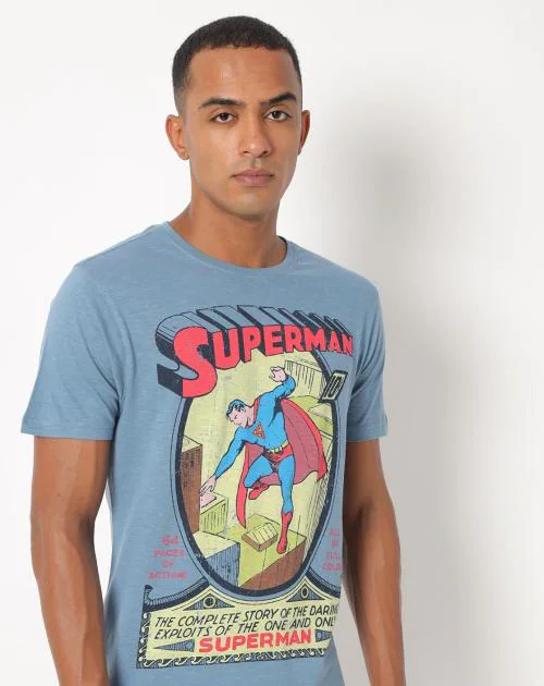 Regular Fit Superman Print Crew-Neck T-Shirt