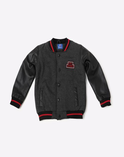 Heathered Button-Down Bomber Jacket