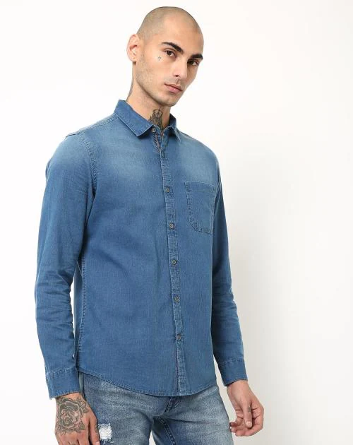 Buy Washed Slim Fit Denim Shirt Online at Best Prices in India JioMart.