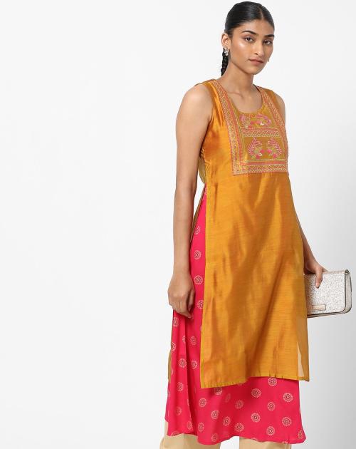 Embroidered Layered A-line Kurta