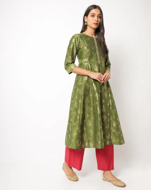 Floral Print Flared Kurta