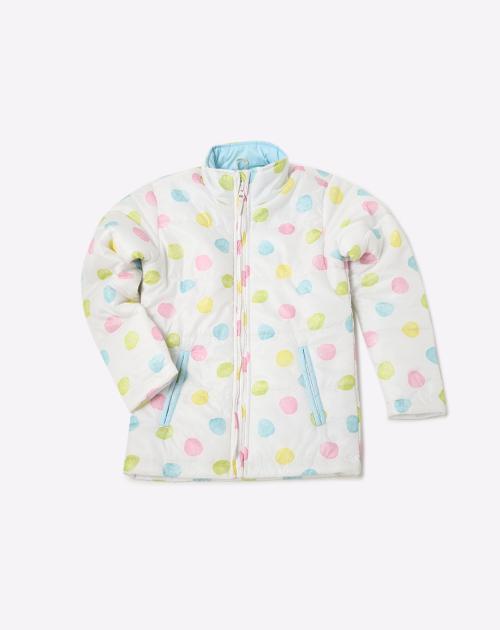 Polka-Dot Print High-Neck Jacket