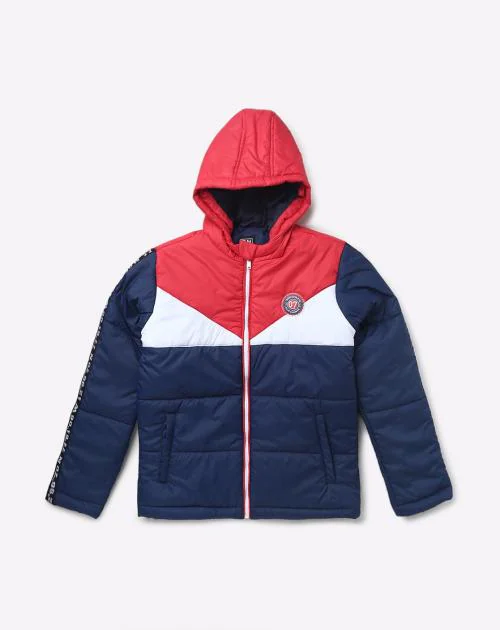 Colourblock Zip-Front Hooded Jacket