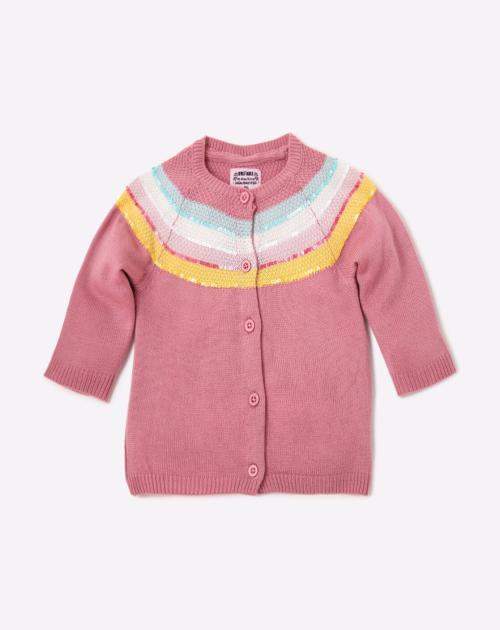 Sequinned Panelled Woven Cardigan with Raglan Sleeves