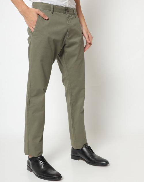 Buy FlatFront Tapered Fit Trousers Online at Best Prices in India