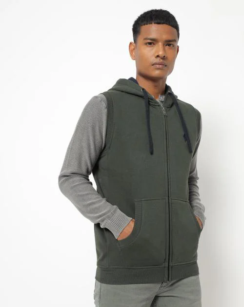 Buy Sleeveless Hoodie with Split Kangaroo Pockets Online at Best Prices