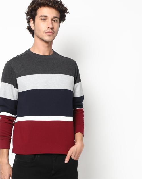 Striped Crew-Neck Sweatshirt