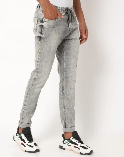Men Acid-Wash Slim Fit Jeans
