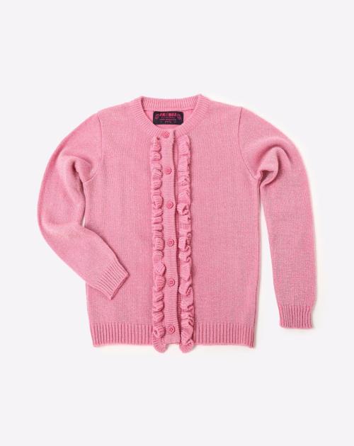 Knitted Cardigan with Ruffled Trims
