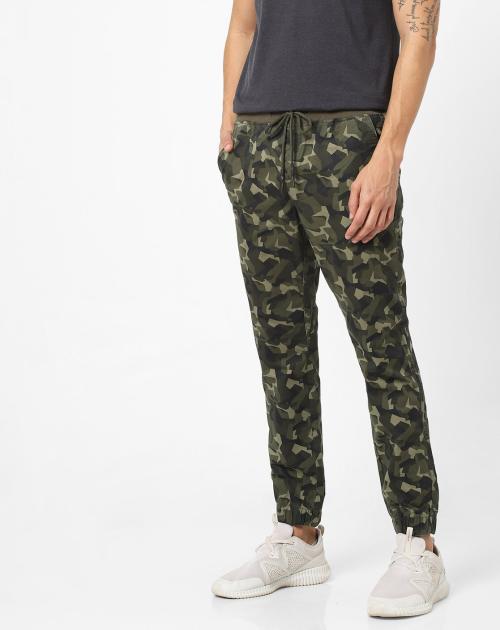 Camo Print Slim Fit Cropped Jogger Pants