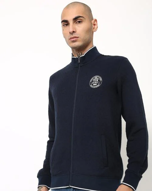 Quilted Zip-Front Sweatshirt