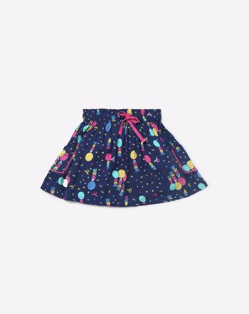 Printed Flared Skirt with Elasticated Waistband