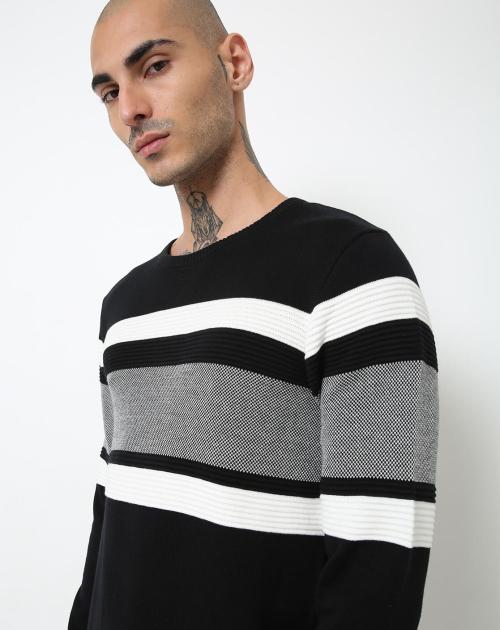 Striped Pullover with Ribbed Hems
