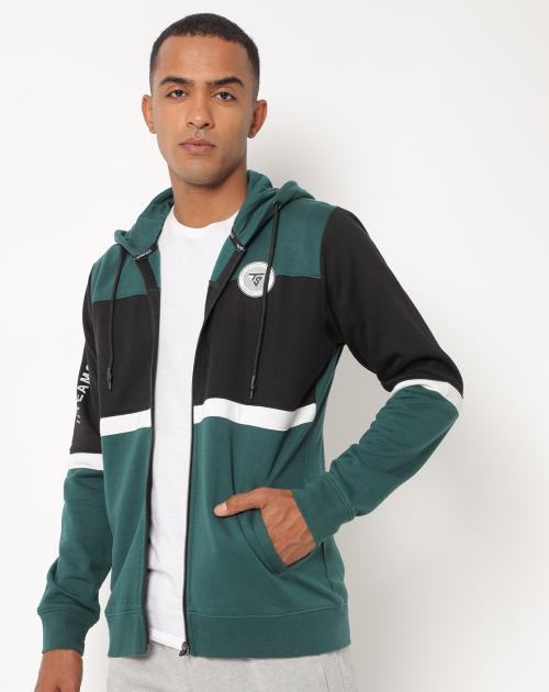 Zip-Front Hooded Sweatshirt with Slip Pockets