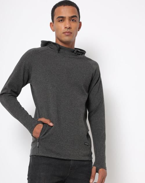 Thumbhole Hoodie with Zipper Pockets