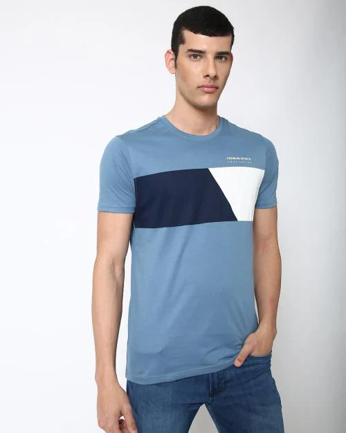 Crew-Neck T-shirt with Contrast Panel