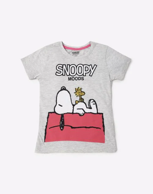 Snoopy Print Crew-Neck T-shirt