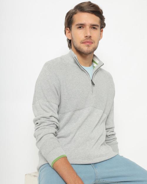 High-Neck Pullover with Zipper