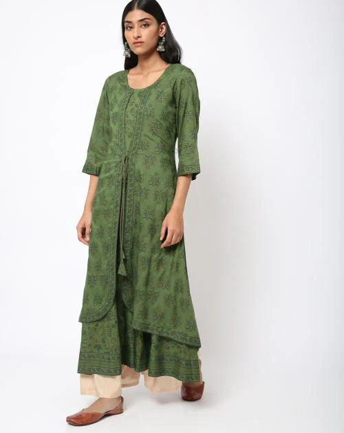 Floral Print Layered A-line Kurta