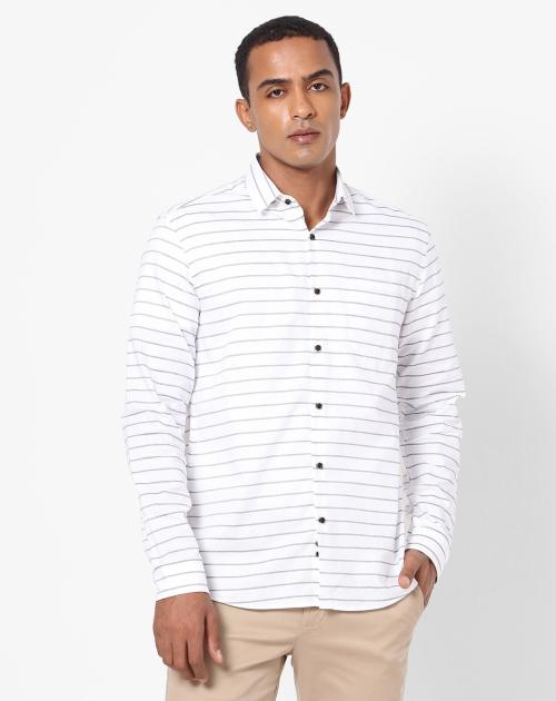 Striped Slim Fit Shirt with Patch Pocket