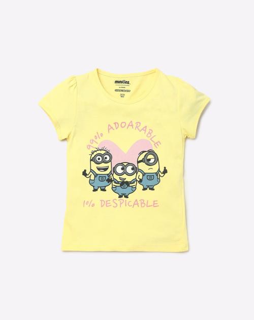 Minions Graphic Print Round-Neck T-shirt