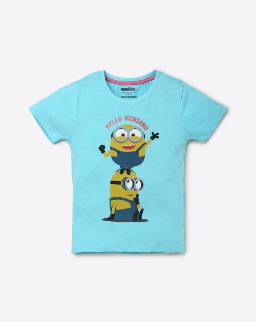 Minion Print Crew-Neck T-shirt