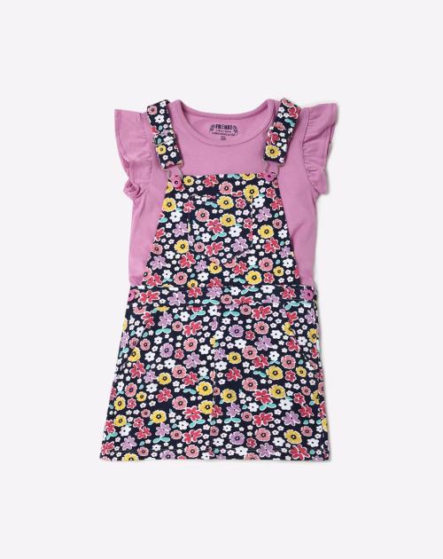 Printed Dungaree Dress with Top