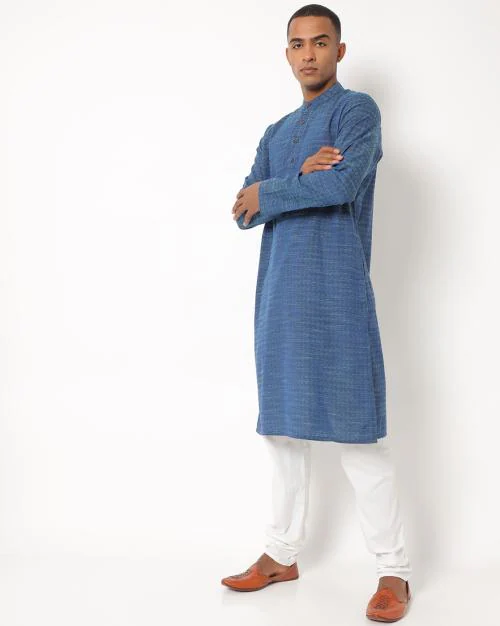 Band-Collar Cotton Long Kurta