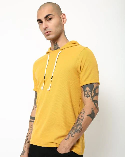 Regular Fit Hooded T-Shirt with Short Sleeves