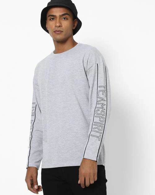Regular Fit Crew-Neck T-Shirt with Full Sleeves