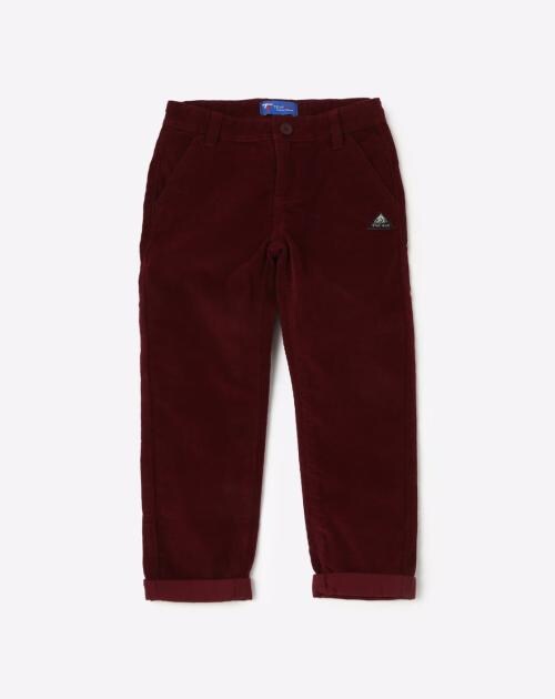 Straight Fit Corduroy Pants with Insert Pockets