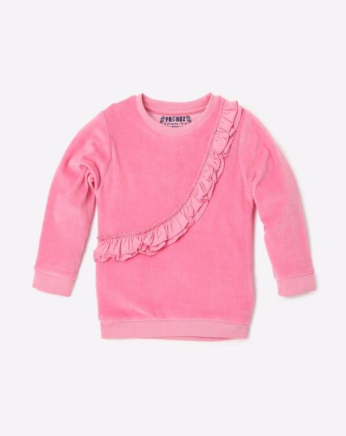 Crew-Neck Sweatshirt with Ruffled Detail