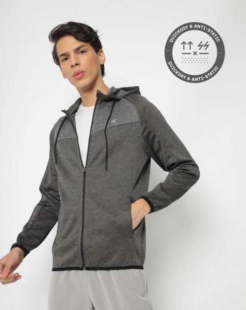 Cationic Terry Zip-Front Jacket with Hood