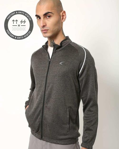 Heathered Sweatshirt with Raglan Sleeves