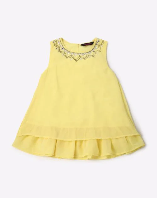 Embellished Sleeveless Flared Top