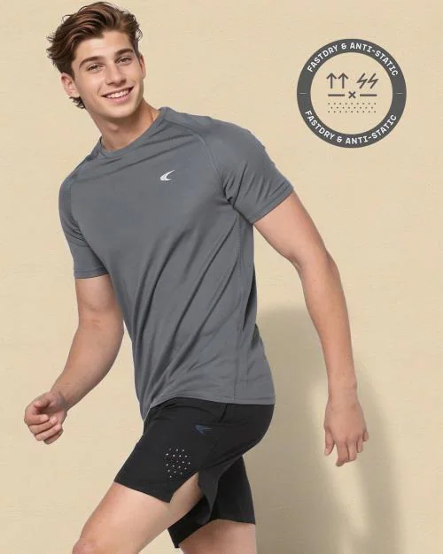 Regular Fit Crew-Neck T-Shirt with Placement Logo Print