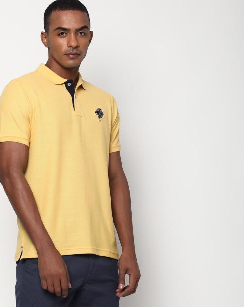 Slim Fit Logo Print Polo T-Shirt with Cutaway Collar