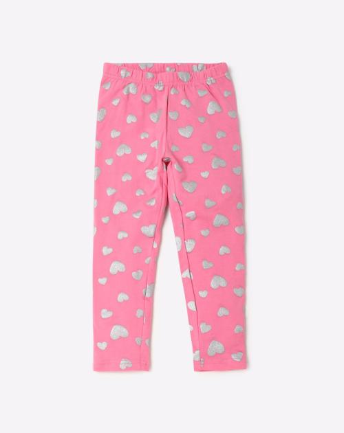Heart Print Winter Leggings with Elasticated Waist