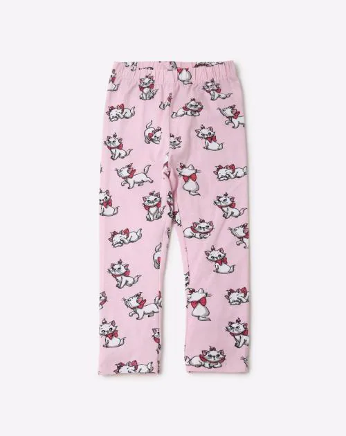 Marie Cat Print Leggings with Elasticated Waistband