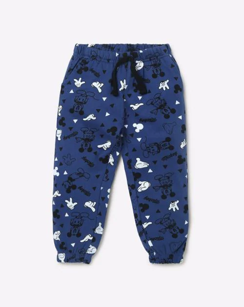 Mickey Mouse Print Joggers with Elasticated Drawstring Waist