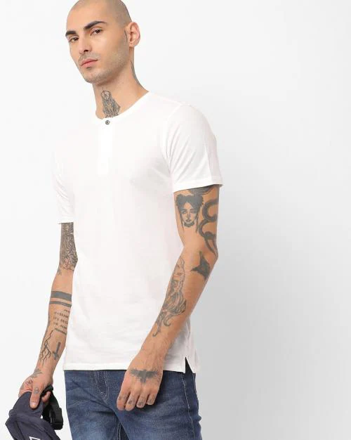 Regular Fit Cotton Henley T-Shirt