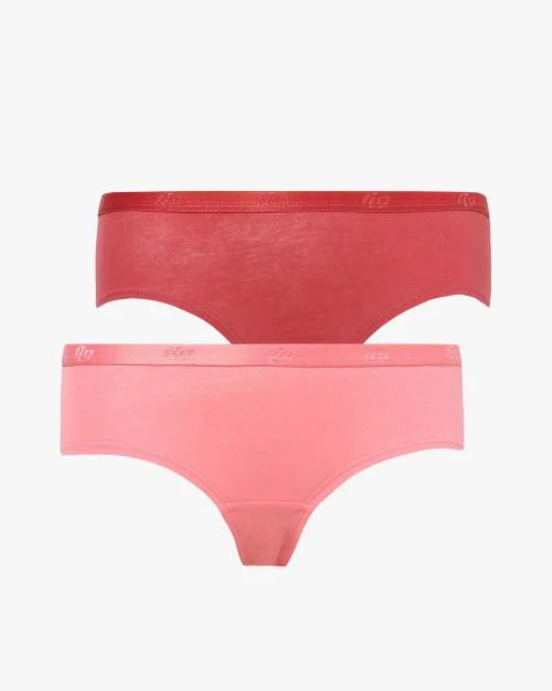 Buy Pack of 2 Cotton Spandex Mid Rise Hipster Panty Online at Best