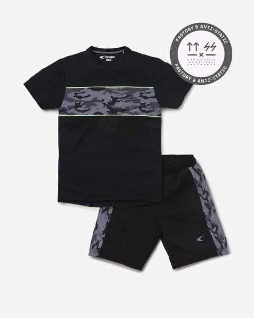 T-shirt & Shorts Set with Camo Print Panels