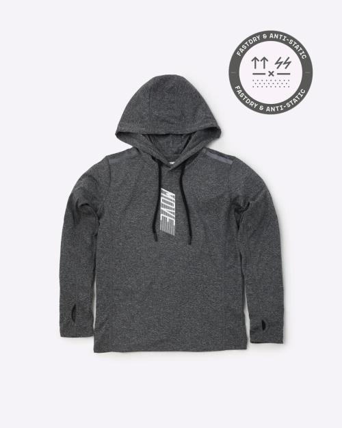 Heathered Thumb-Hole Hoodie