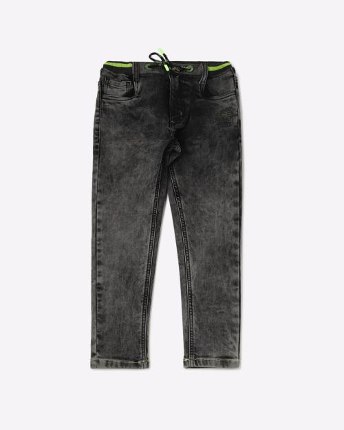 Washed Jeans with Elasticated Drawcord