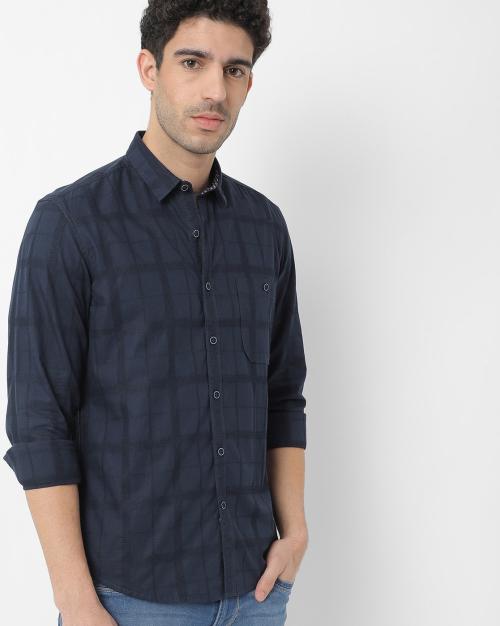 Checked Slim Fit Shirt with Patch Pockets