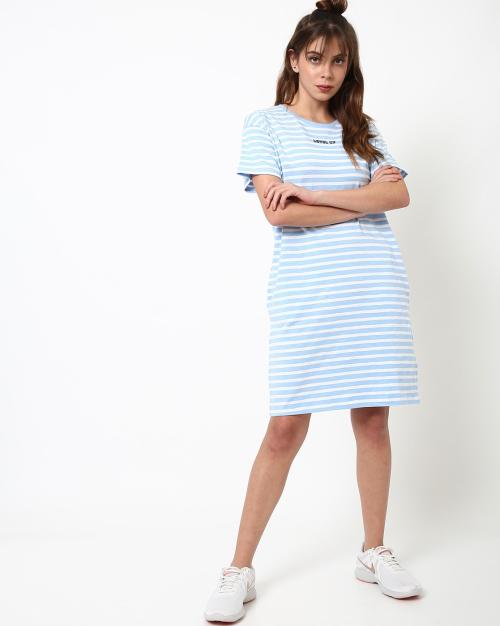 Striped Shift Dress with Insert Pockets