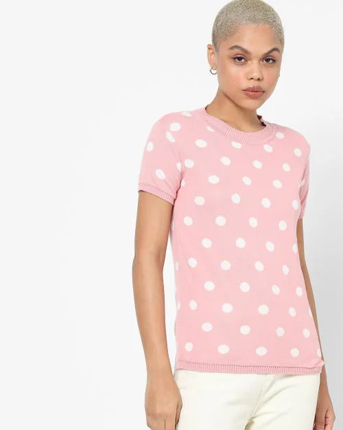Polka-Dot Crew-Neck Pullover