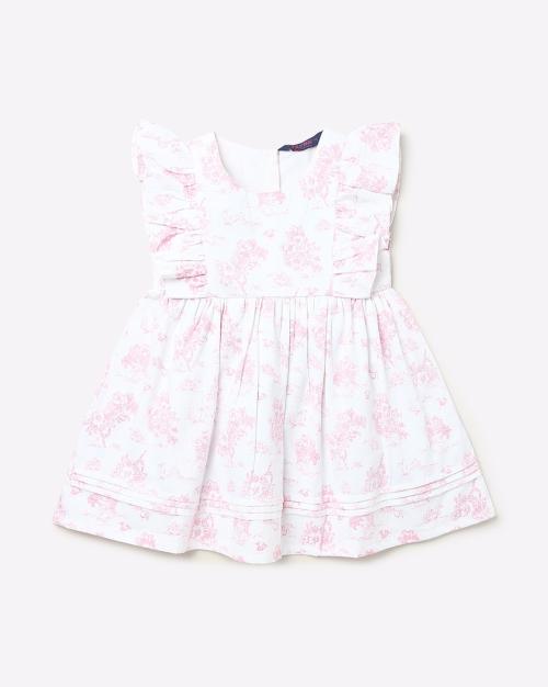 Floral Print Fit & Flare Dress with Ruffles