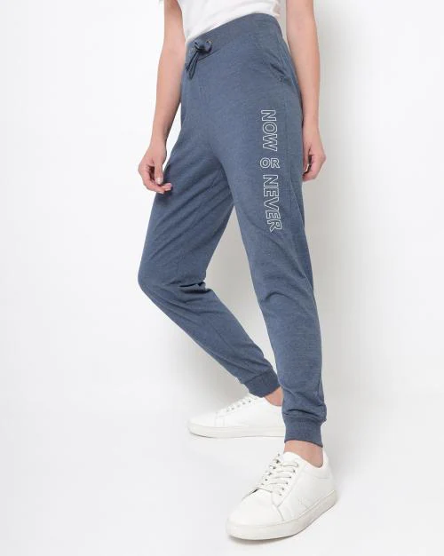 Women Typographic Print Joggers with Insert Pockets
